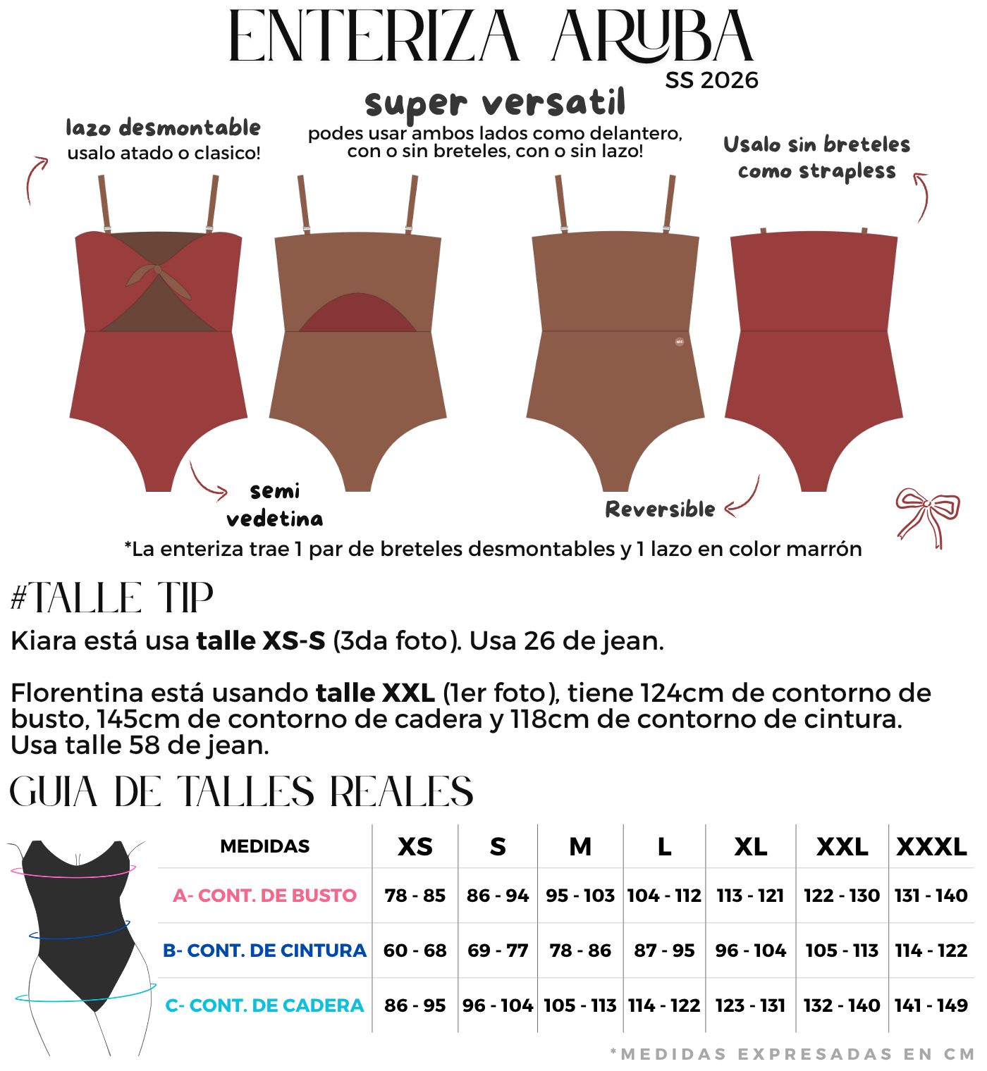 enteriza reversible marron y bordo trendy